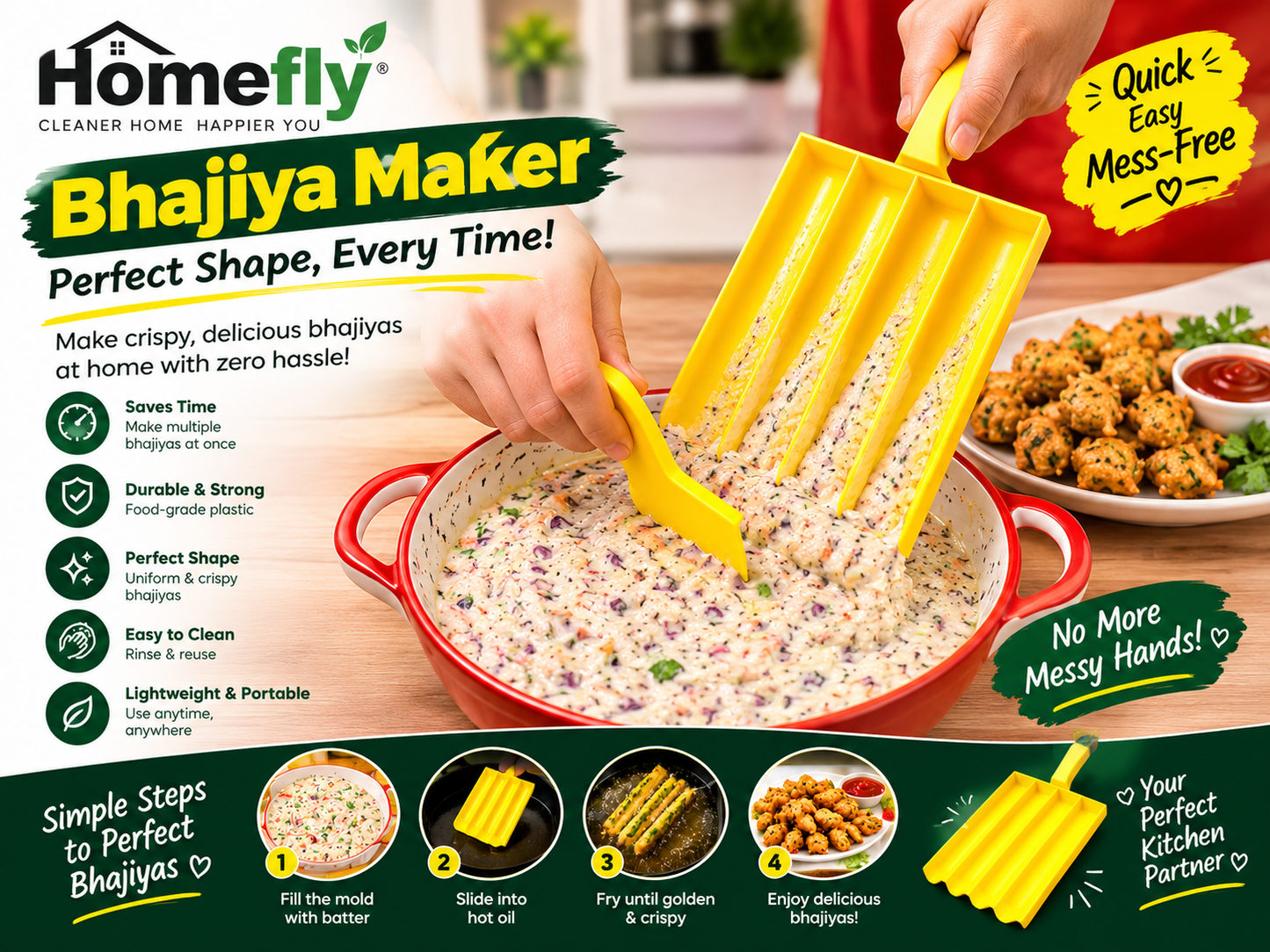 STOP MAKING MESSY BHAJIYAS! 🔥 PERFECT BHAJIYAS IN MINUTES WITH HOMEFLY