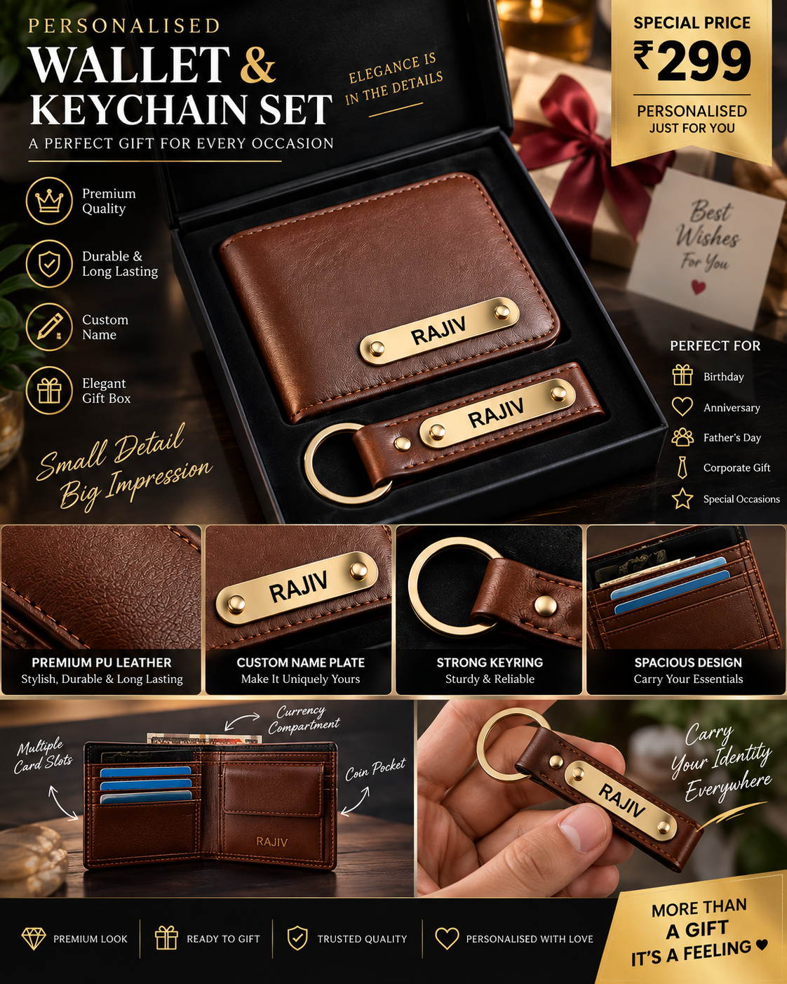 Personalized Wallet & Keychain Gift Set – Your Name, Your Style, Your Identity!