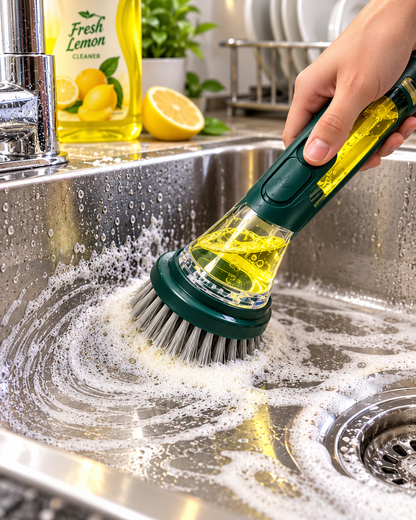 2-in-1 Soap Dispensing Dish Brush – Press, Scrub & Destroy Tough Grease!