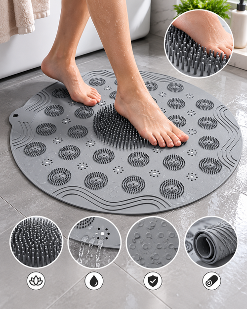 2-in-1 Foot Scrubber Bath Mat – Deep Clean, Massage & Anti-Slip Shower Mat