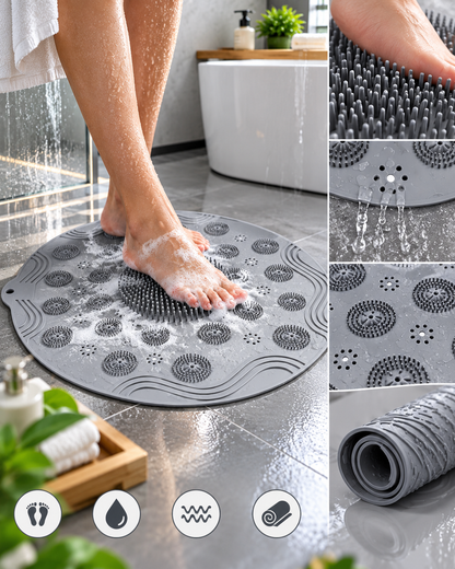 2-in-1 Foot Scrubber Bath Mat – Deep Clean, Massage & Anti-Slip Shower Mat