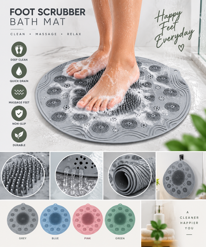 2-in-1 Foot Scrubber Bath Mat – Deep Clean, Massage & Anti-Slip Shower Mat
