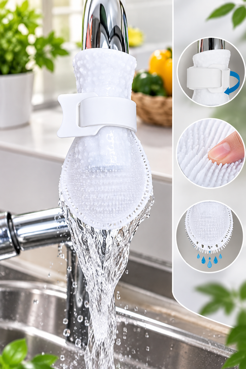 360° Faucet Cleaning Brush – Flexible Silicone Scrubber for Taps, Sinks & Hard-to-Reach Areas