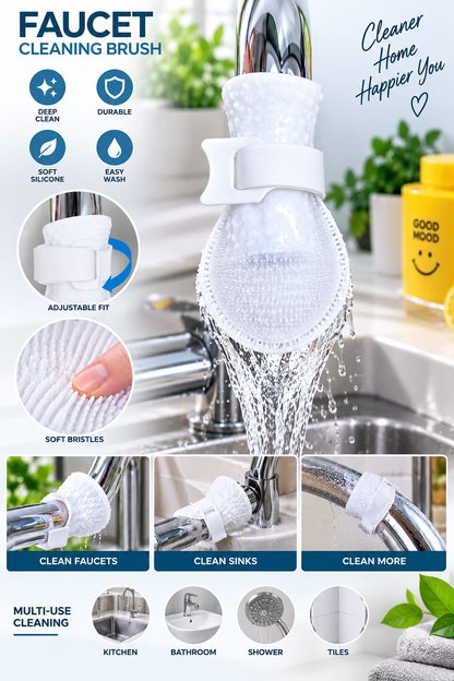 360° Faucet Cleaning Brush – Flexible Silicone Scrubber for Taps, Sinks & Hard-to-Reach Areas